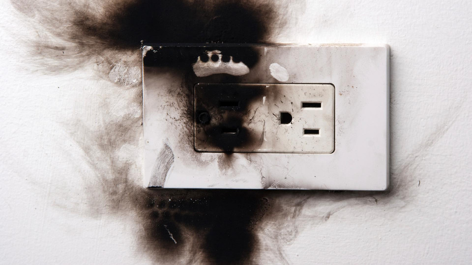 Burned electrical outlet